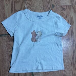 Brandy Melville Playful Bear Print T-Shirt - Cream